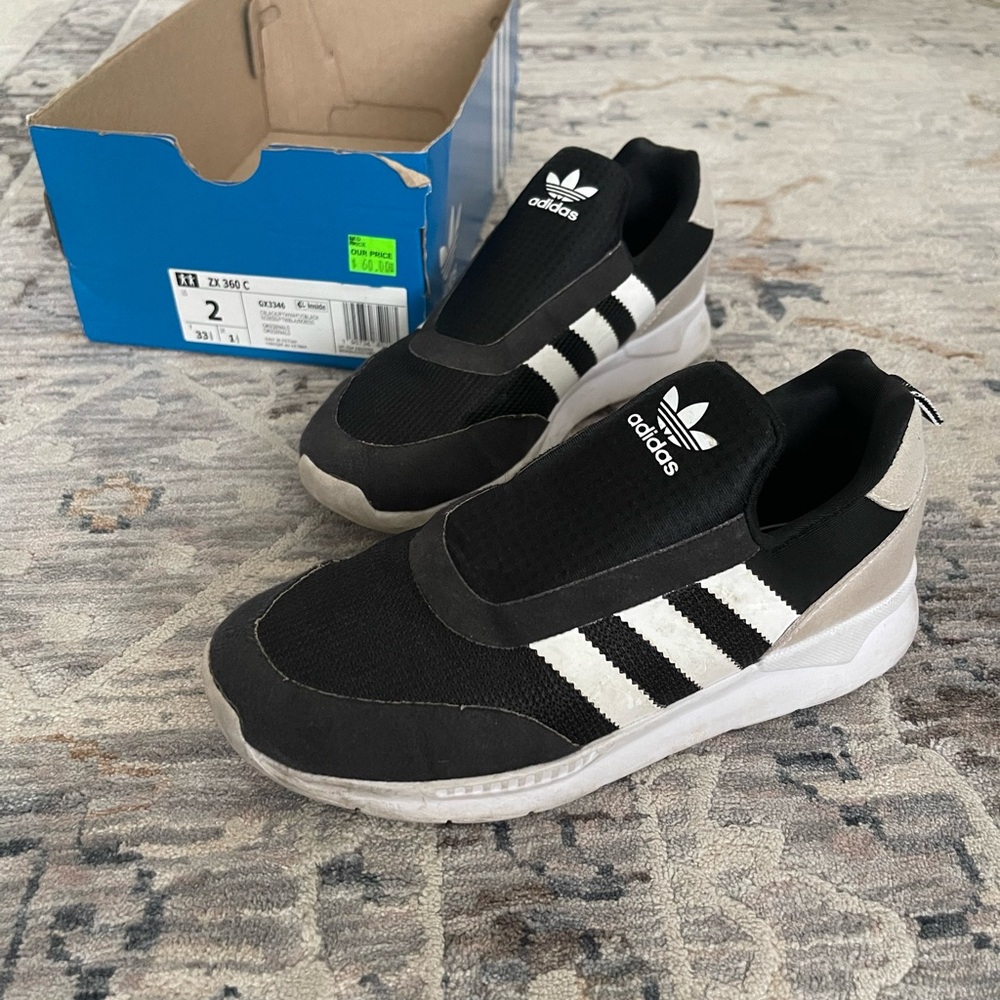 Adidas Black and White Slip-On Shoes